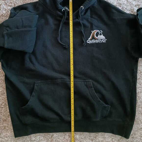 Quiksilver Men's Hoodie Black White Red Logo Size Large Lined Skate Grung Y2K - Picture 4 of 5